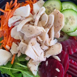 turkey and raw salad vegetables